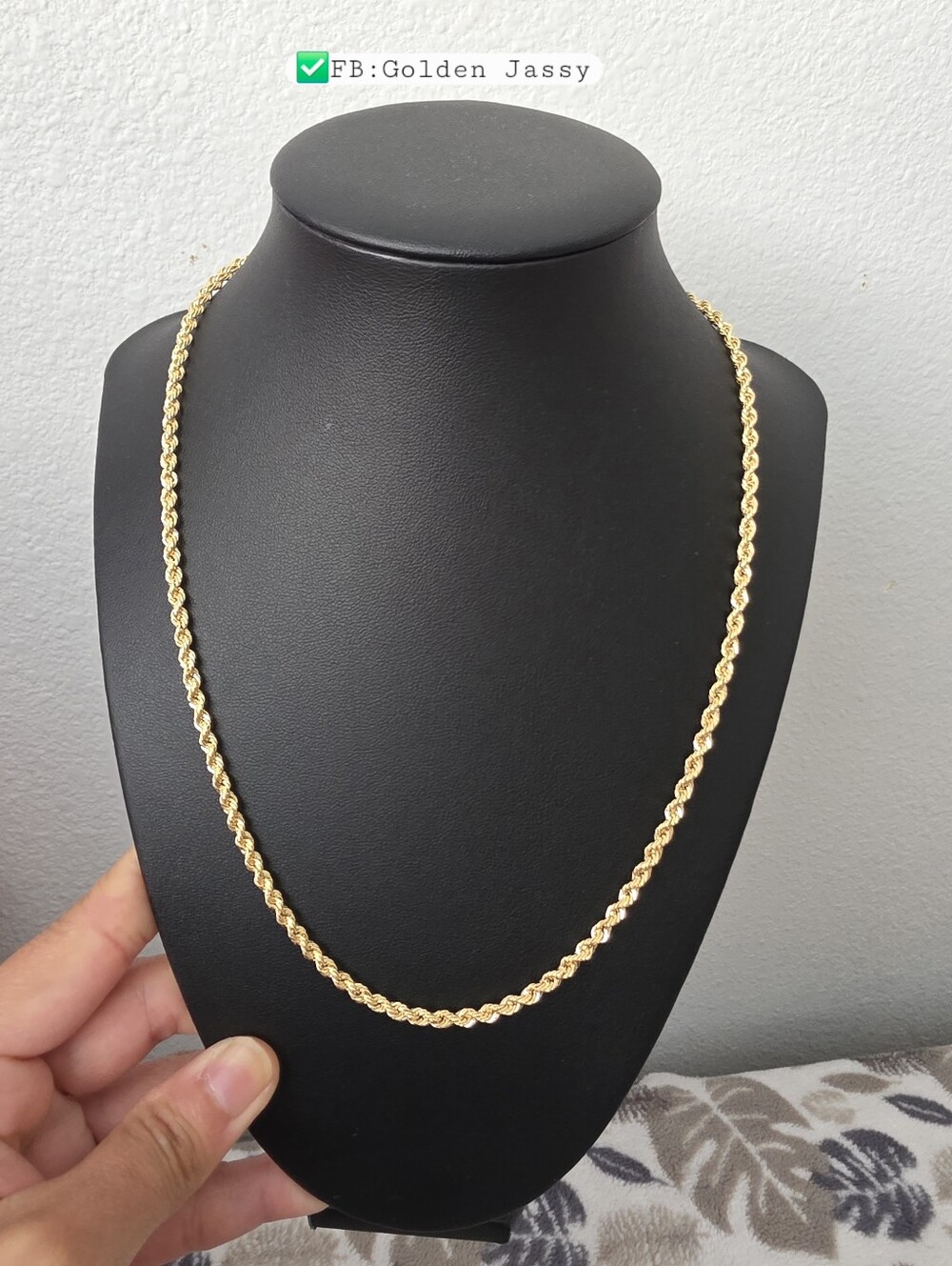 18K Real Gold Rope Chain 19.5"long